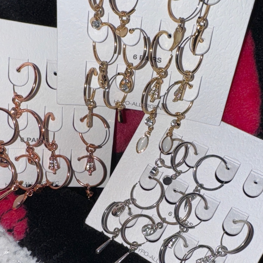 Three Pack Pair’s Of Earrings | Gold, Rose Gold & Silver |